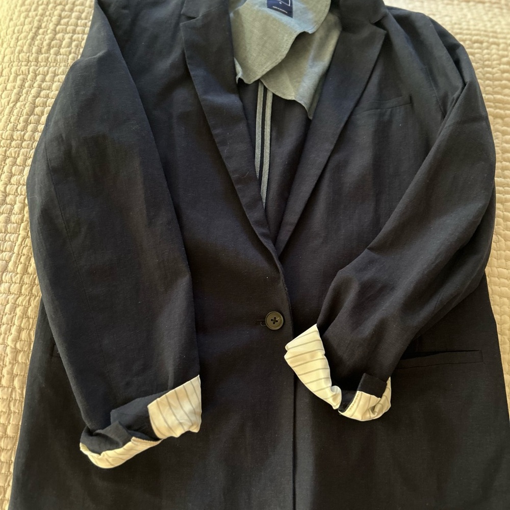 GAP Dark Blazer with Striped Cuffs